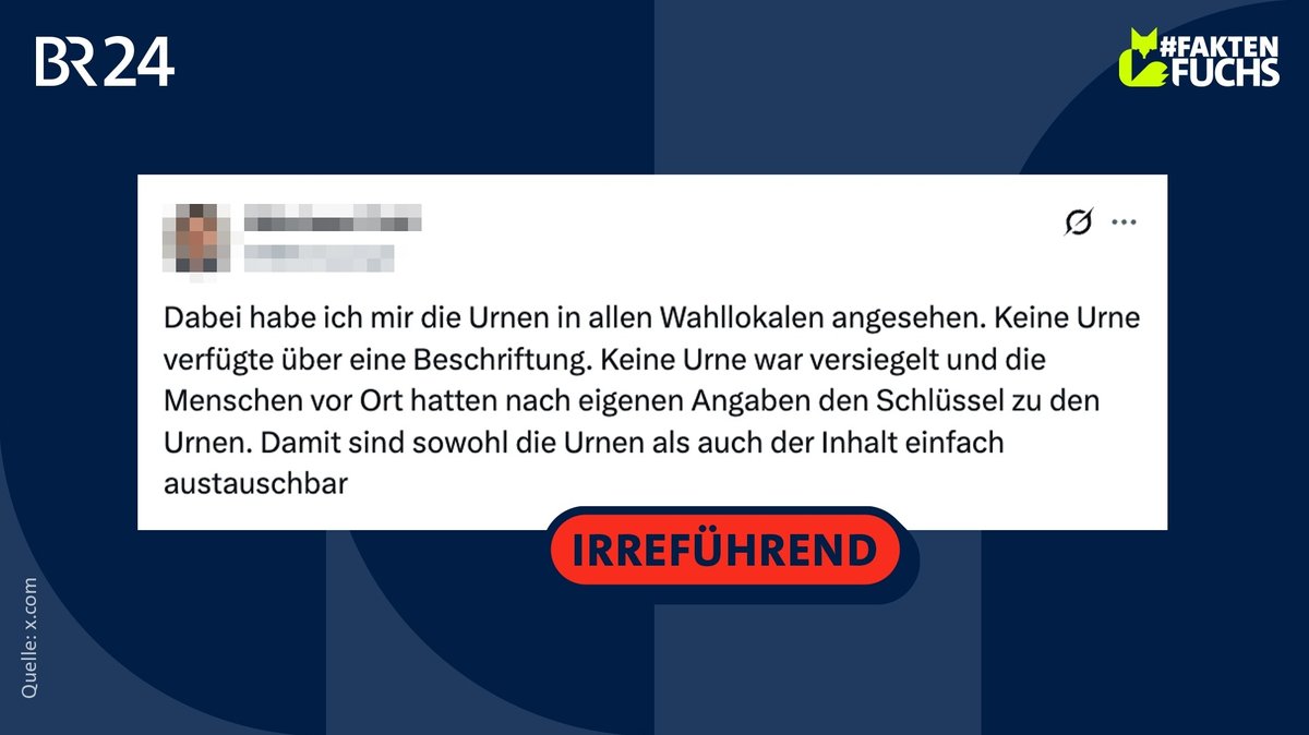 Ein Post auf X, der irreführende Informationen zu Wahlurnen verbreitet.