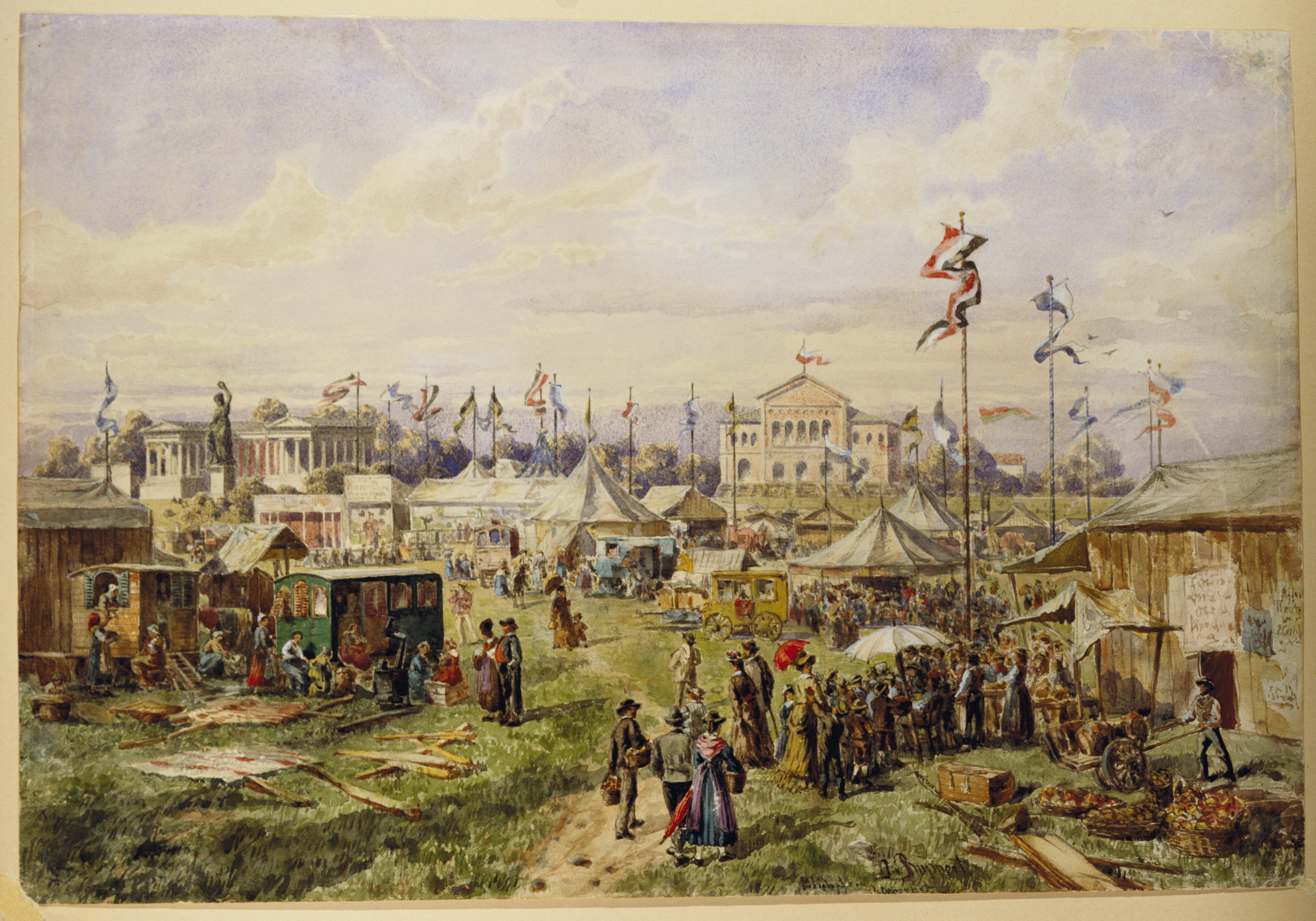 Oktoberfest München, Aquarell von Otto von Ruppert, 1885, Stadtmuseum München