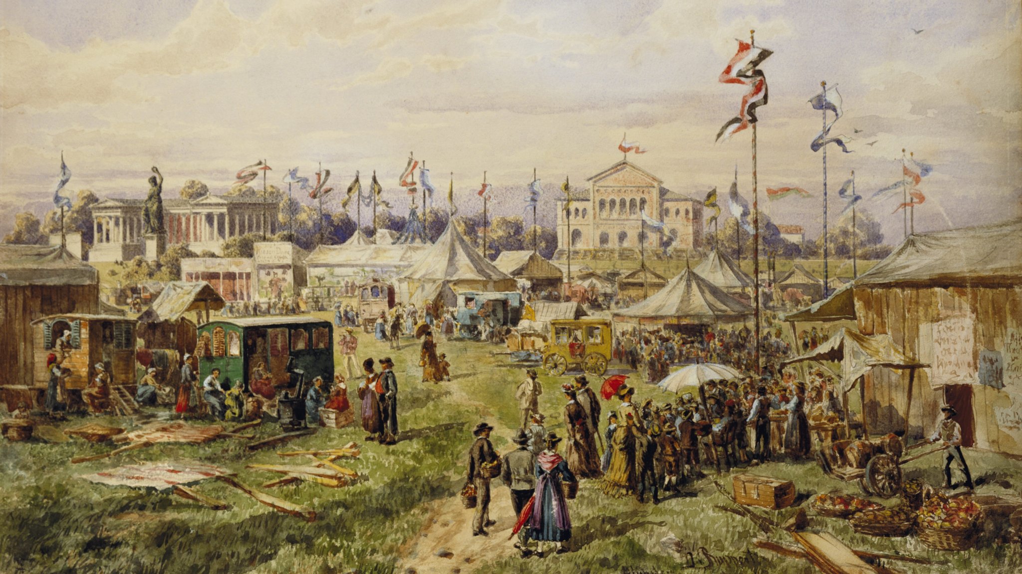 Oktoberfest München, Aquarell von Otto von Ruppert, 1885, Stadtmuseum München