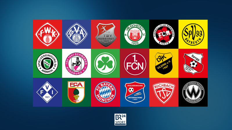 Alle Wappen der Klubs der Regionalliga Bayern | Bild: BR Alle Wappen der Klubs der Regionalliga Bayern