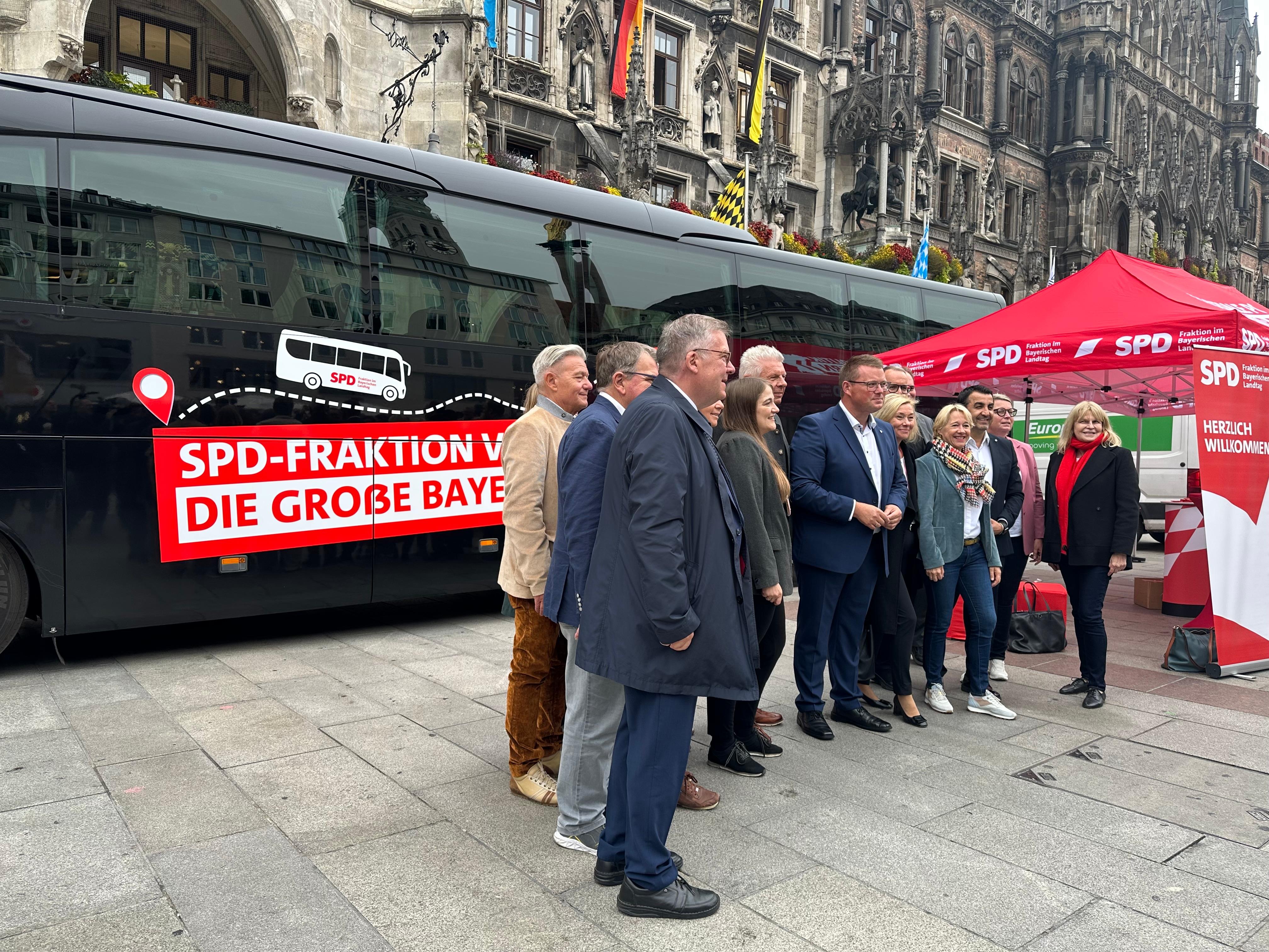 SPD-Klausurtagung im Bus: Start war am Münchner Marienplatz
