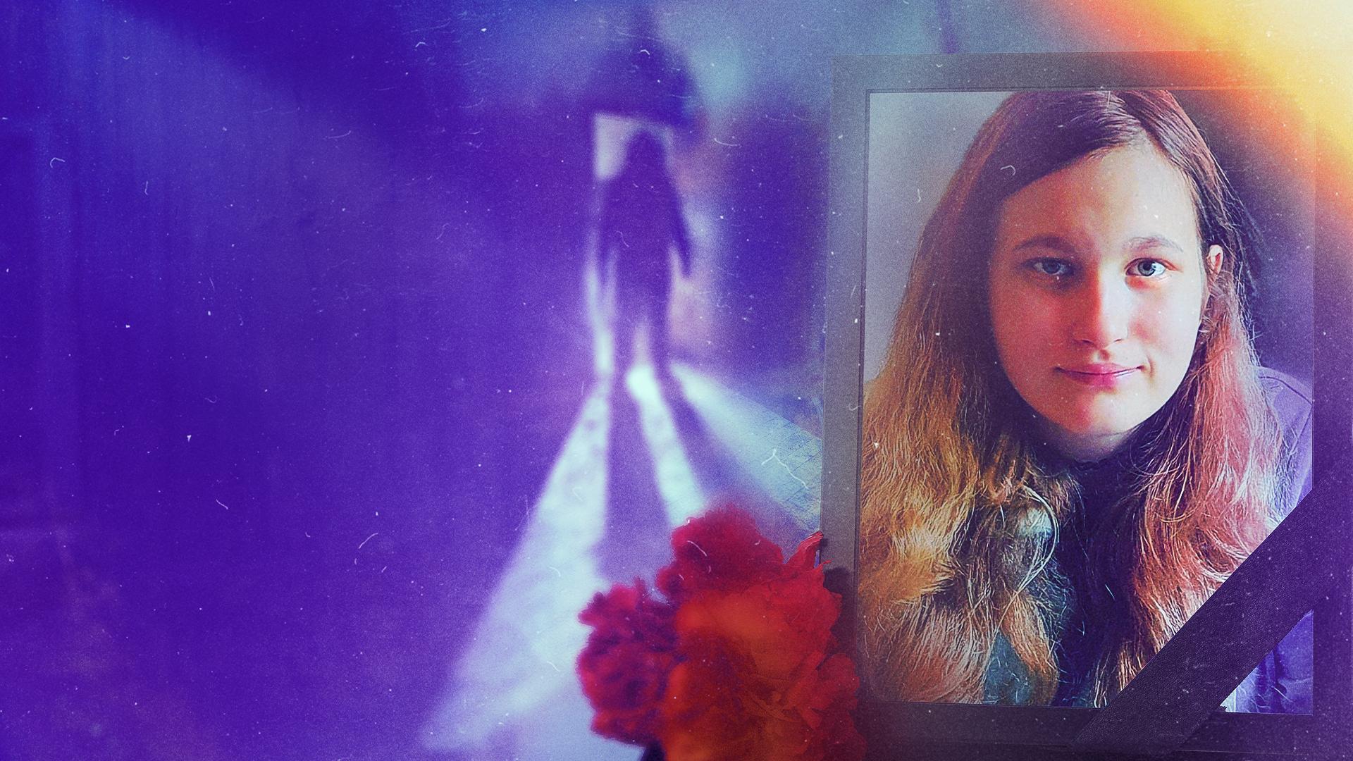 Report München "Morgen bin ich tot": Rechts im Bild die verstorbene Anna-Lena in einem schwarzen Bilderrahmen. Im linken Bildbereich die Silhouette eines Mannes, bedrohlich im Türrahmen stehend.