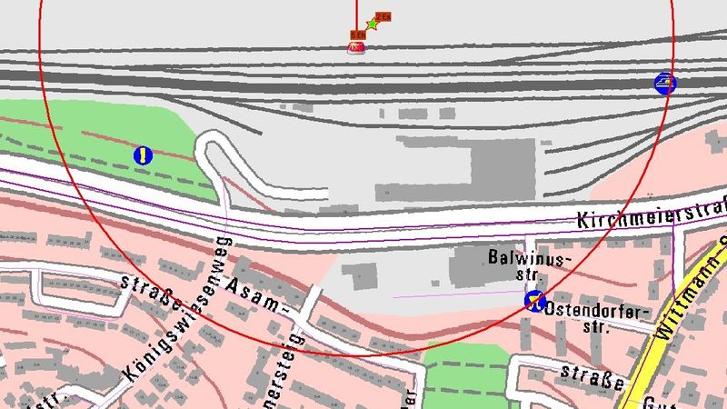 Der Sperrradius um den Fundort der Bombe | Bild: Polizeipräsidium Oberpfalz Der Sperrradius um den Fundort der Bombe