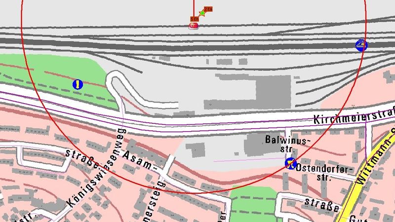 Der Sperrradius um den Fundort der Bombe