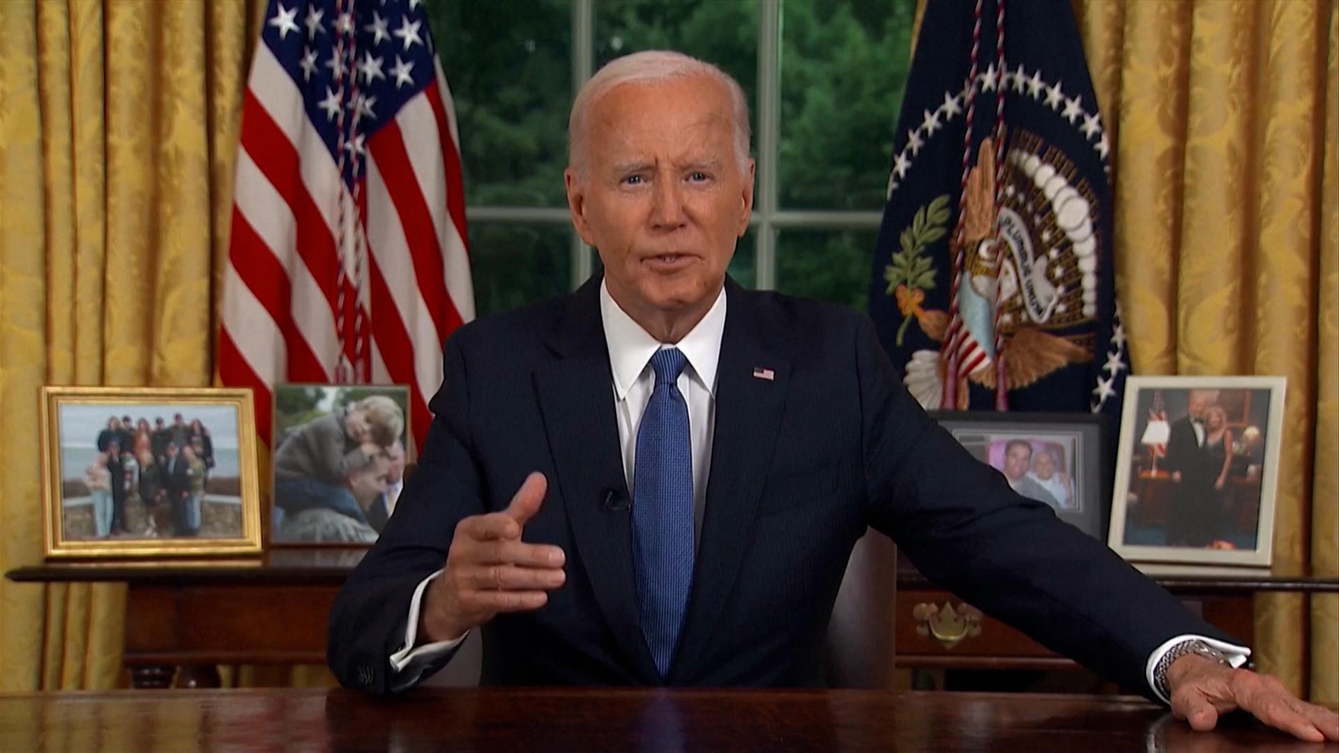 In einer Rede an die Nation erklärt US-Präsident Biden seinen Verzicht auf die Kandidatur. 