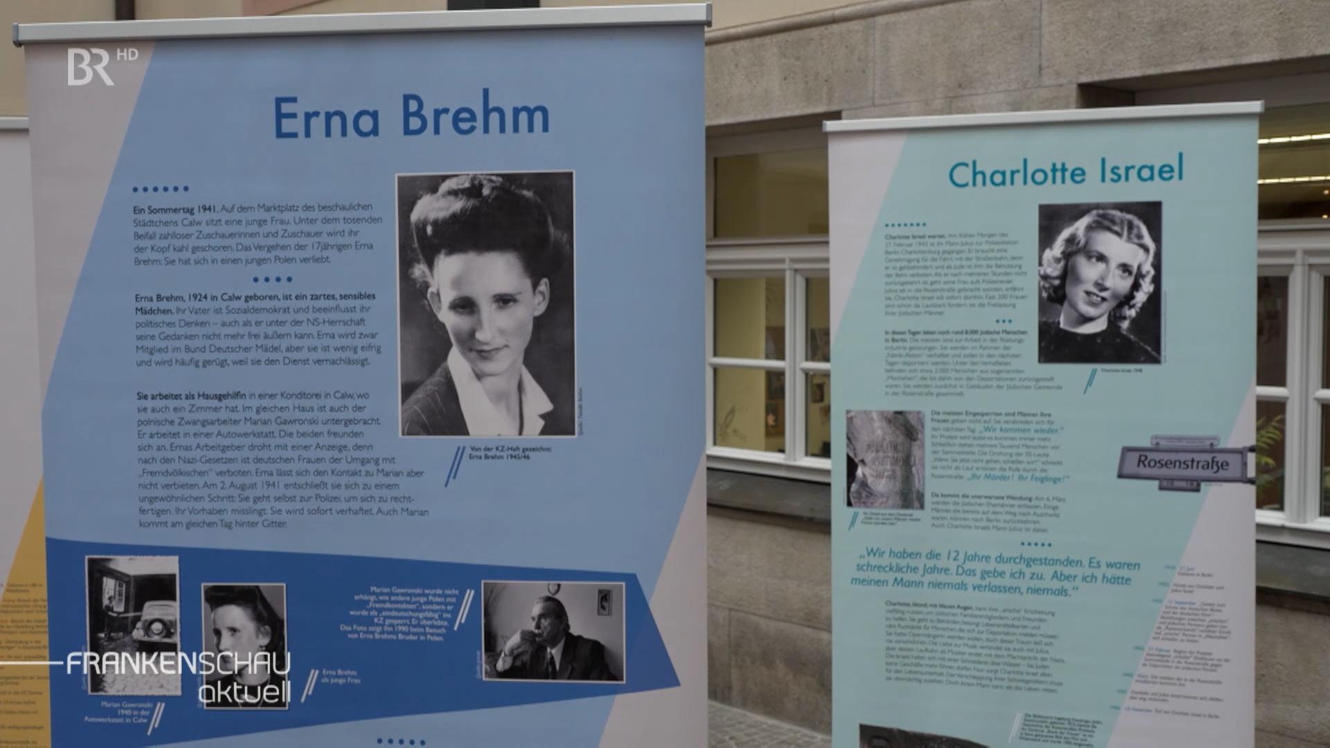 Schilder aus der Ausstellung Frauen im NS-Widerstand in Würzburg.