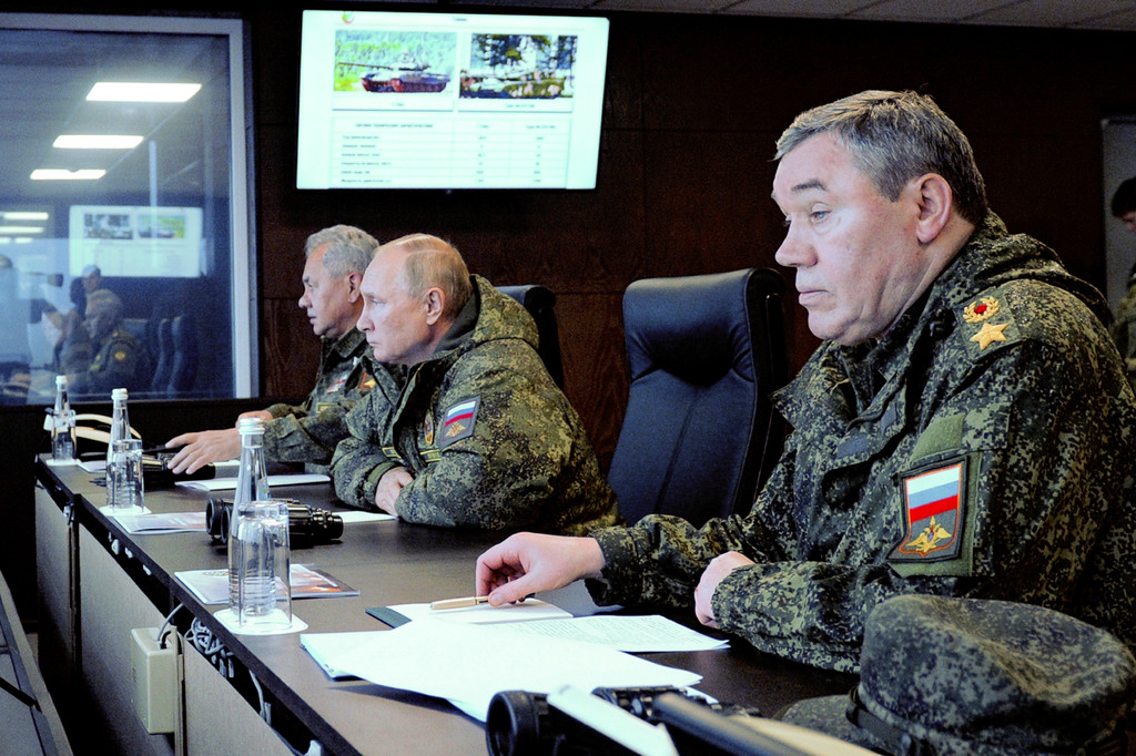 Die russische Führung am 6. September bei der Übung "Wostok"