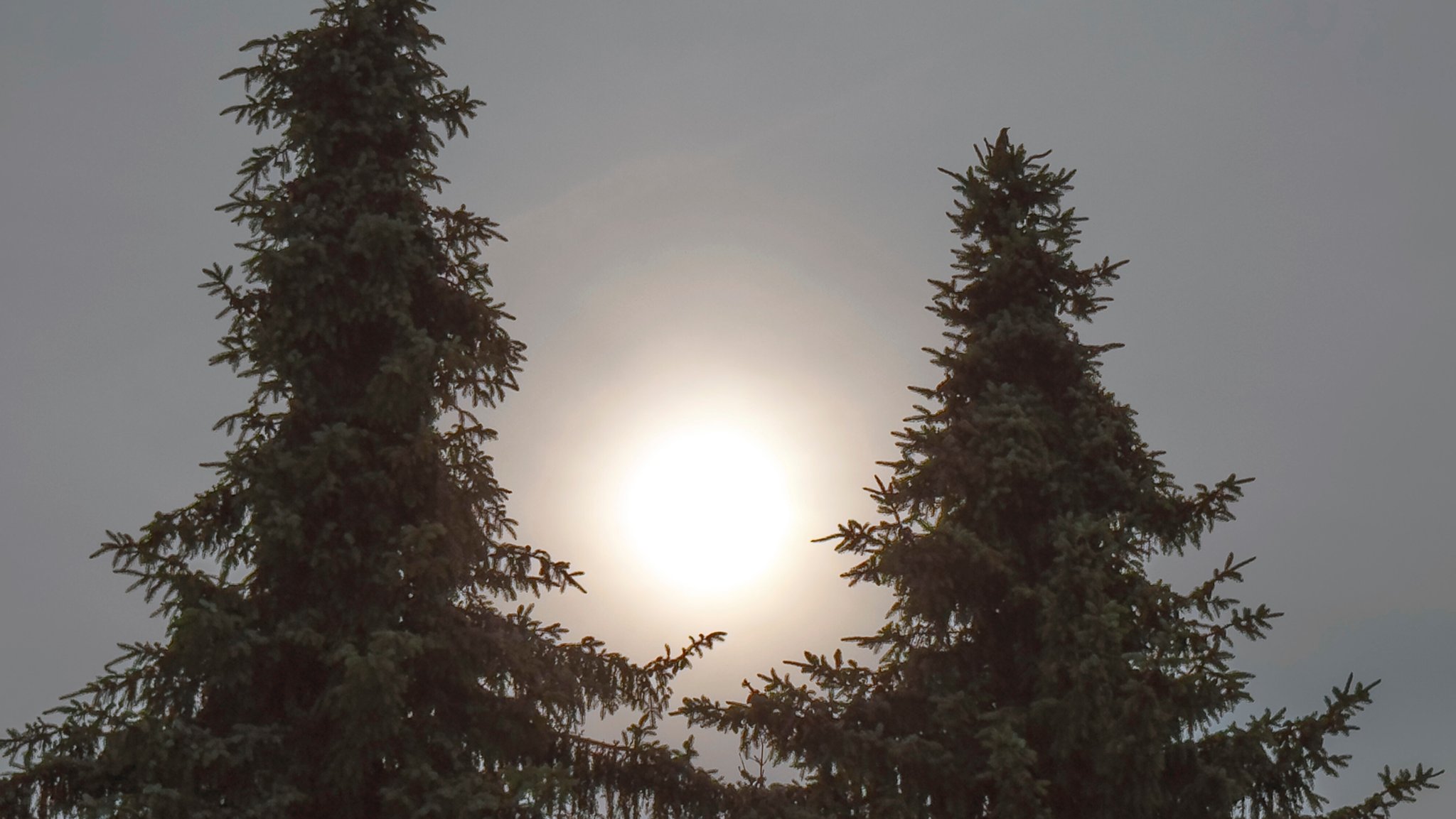 10.06.2025: Waldbrände in Kanada sorgen für trüben Himmel über Bayern, hier in Bad Wörishofen im Unterallgäu.
