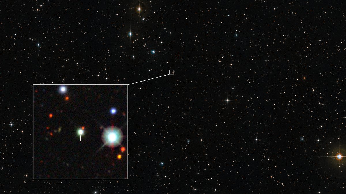 Sternenhimmel mit Ausschnitt der Himmelsregion von Quasar J0529-4351
