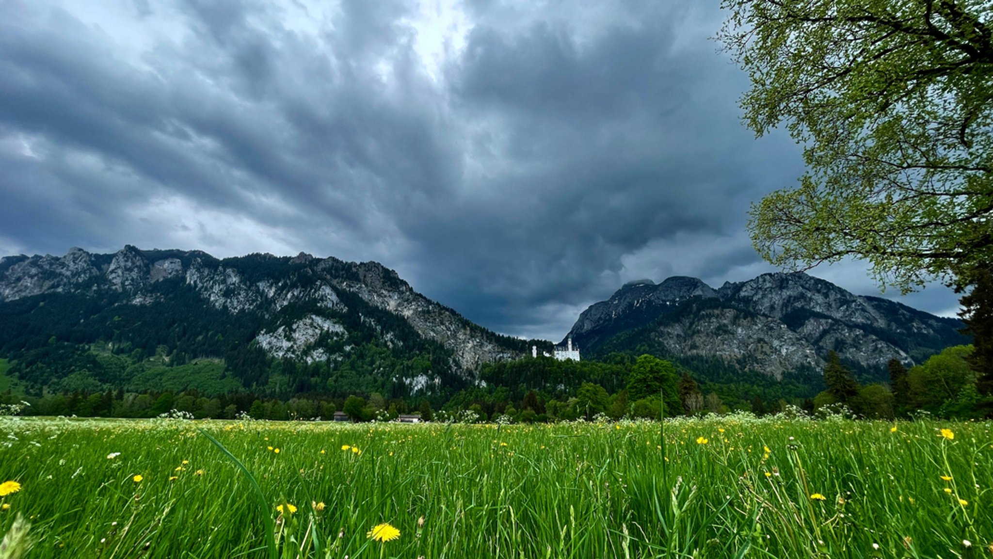 Schwarze Wolken über Schloss Neuschwanstein