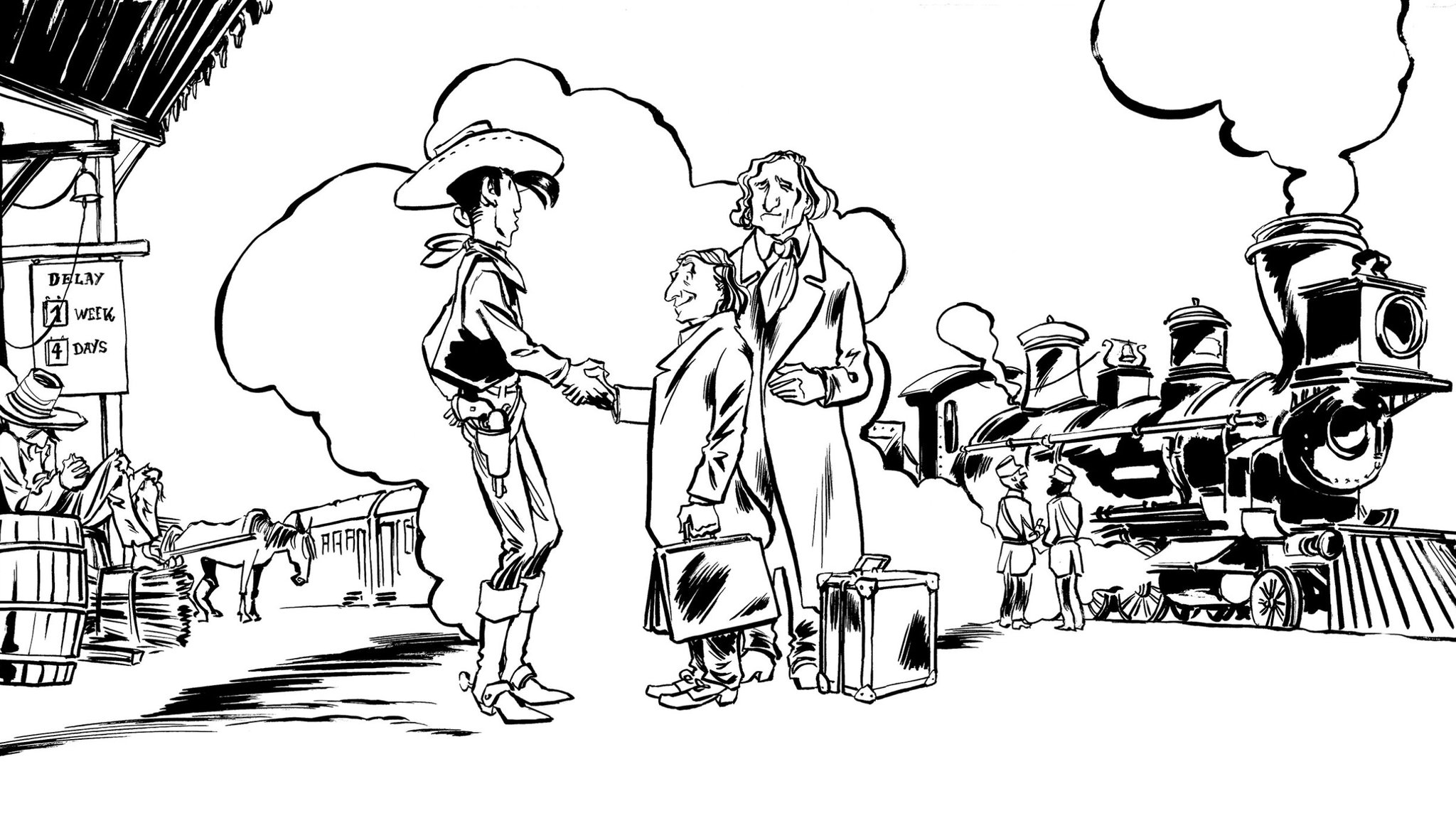 Szene aus Lucky Luke: "Die Grimm Brothers" | Bild: Lucky Comics 2026 /Story House Egmont Szene aus Lucky Luke: "Die Grimm Brothers"