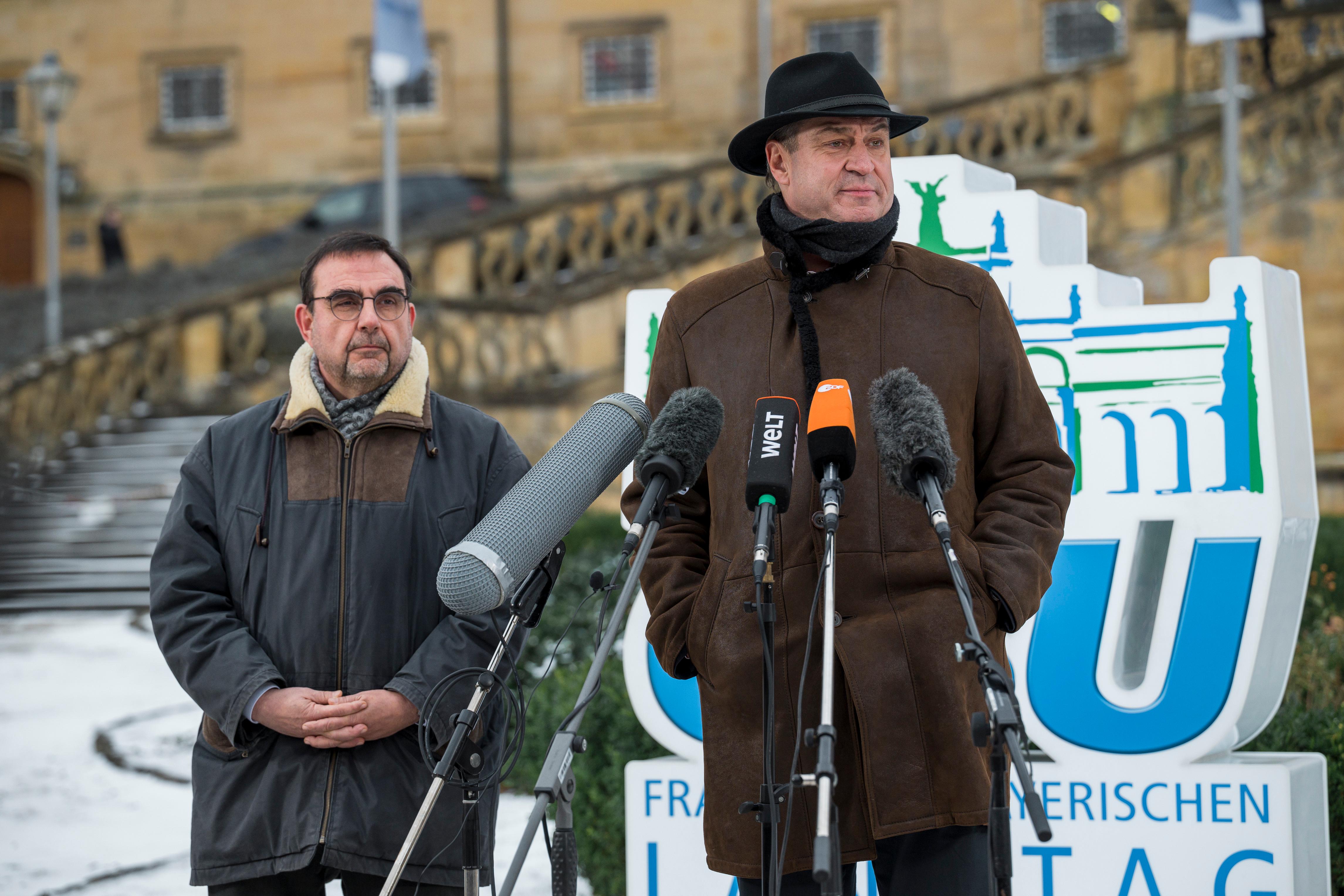 Klaus Holetschek, CSU-Fraktionsvorsitzender, und Markus Söder, Ministerpräsident, zum Auftakt der Winterklausur Landtagsfraktion 