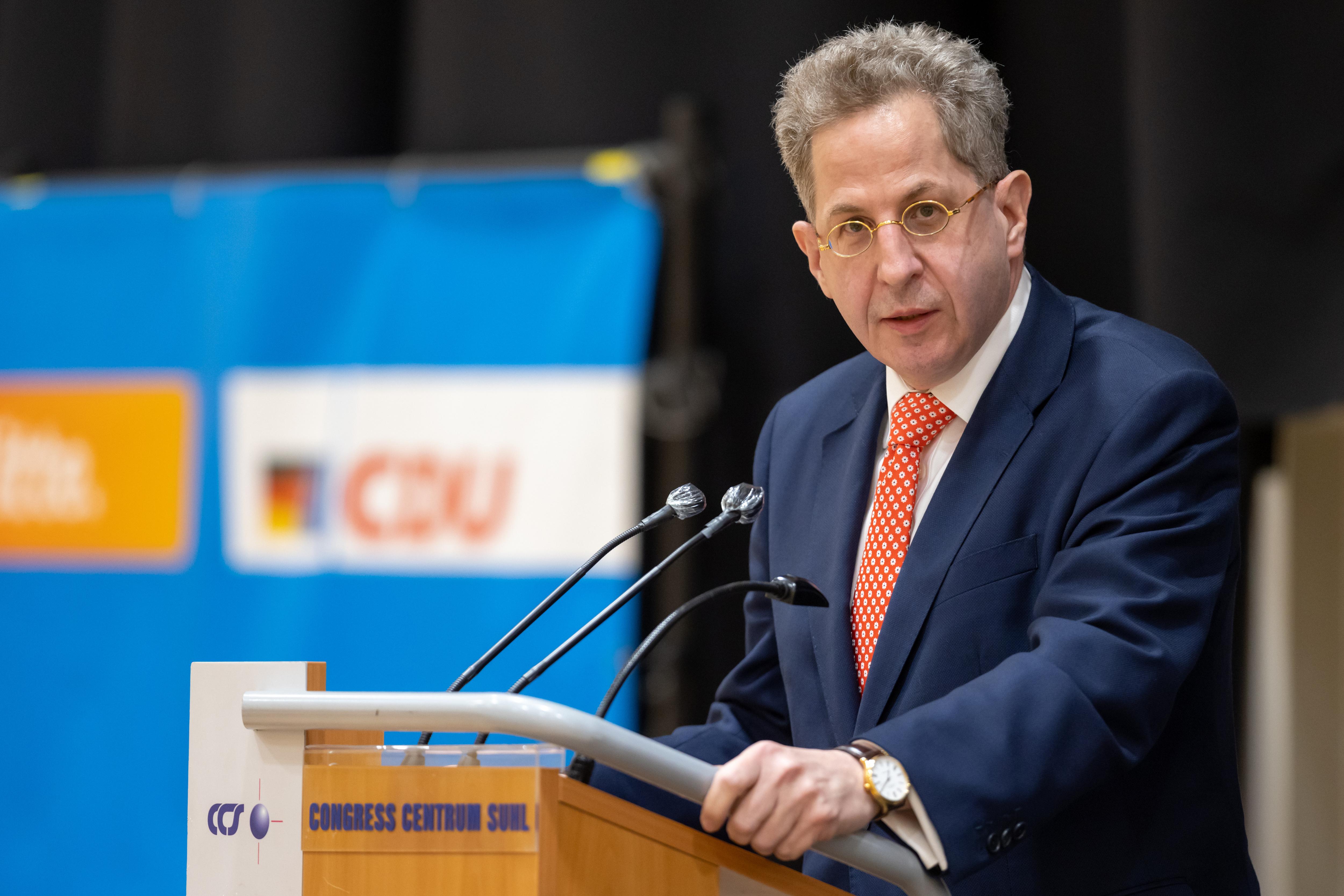 Hans-Georg Maaßen (CDU) spricht vor der Wahlkreisvertreterversammlung der CDU-Kreisverbände in Südthüringen.  (30.4.2021) | Bild:pa/dpa/Michael Reichel