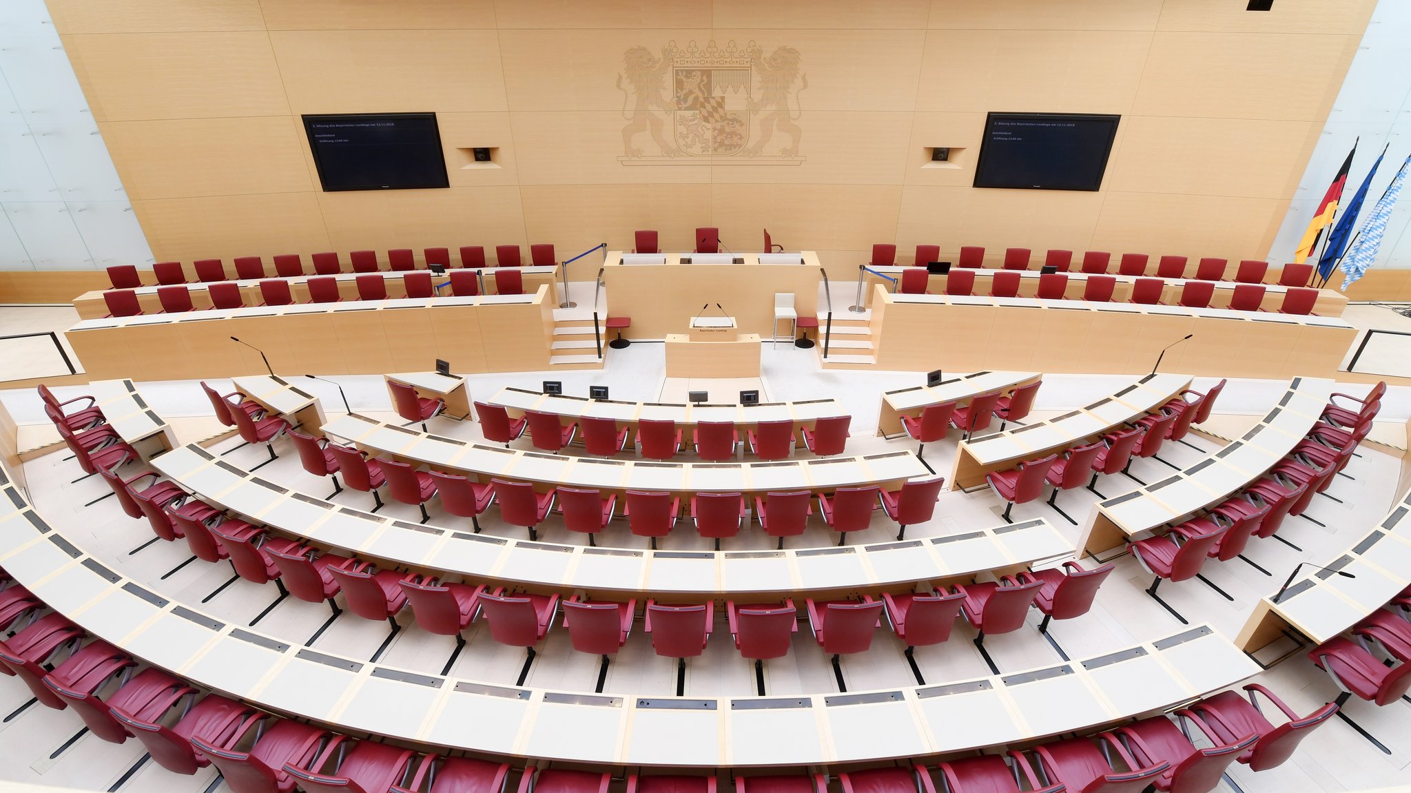 Der Plenarsaal im bayerischen Landtag. 