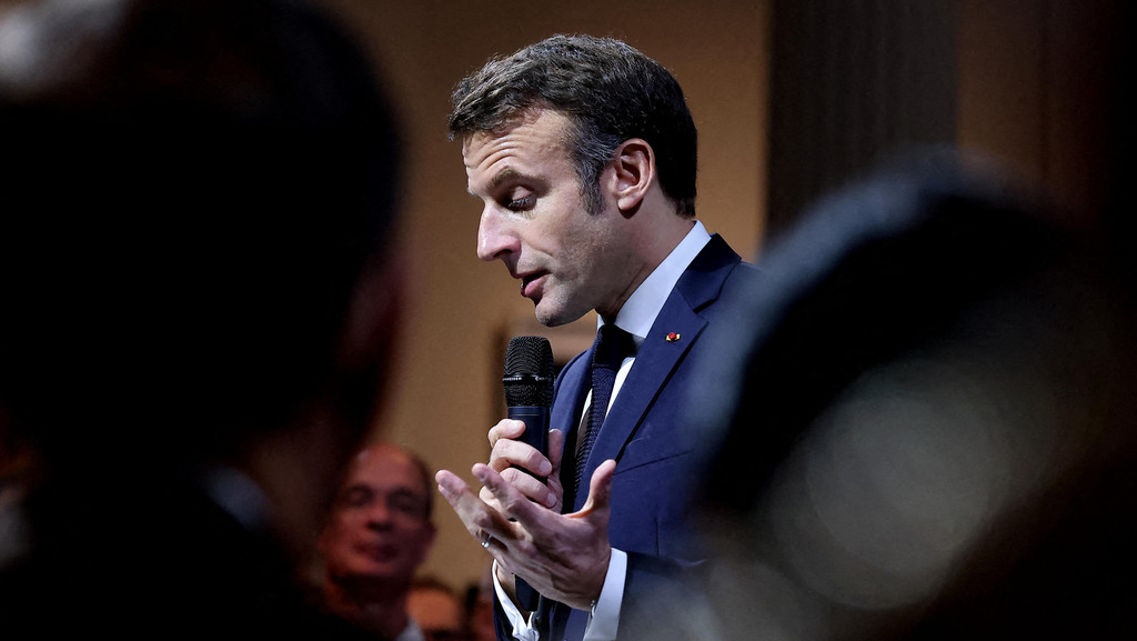 Der französische Staatspräsident Emmanuel Macron am 3.12.2022 auf Staatsbesuch in den USA