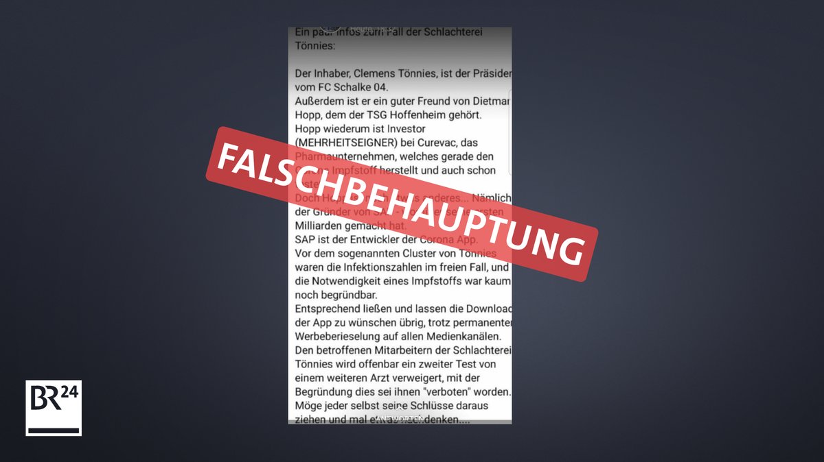 Screenshot der Falschbehauptung über Clemens Tönnies und Dietmar Hopp