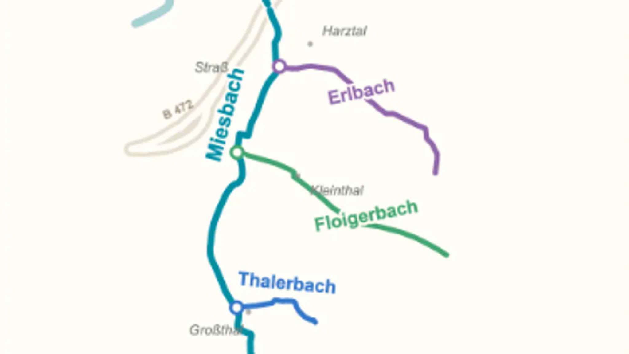 Eine Karten mit Bächen rund um Miesbach. | Bild: Bernhard Hering Eine Karten mit Bächen rund um Miesbach.