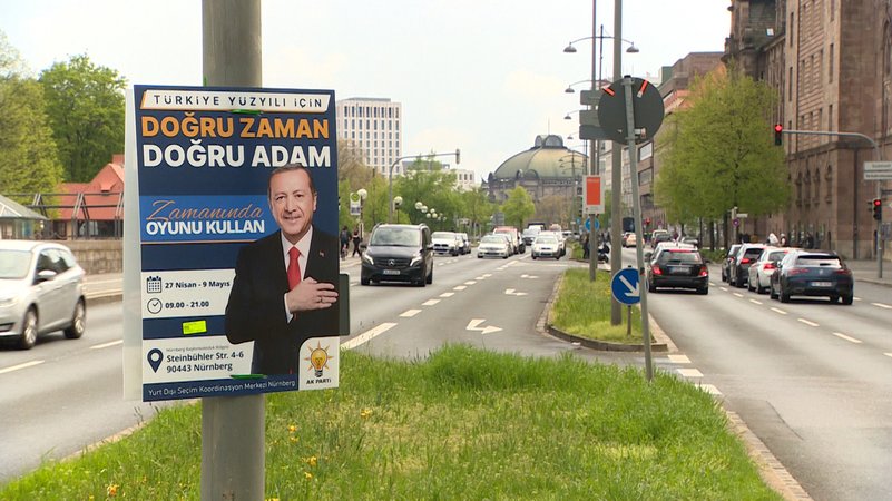 Wahlplakat des türkischen Präsidenten Erdogan in Nürnberg