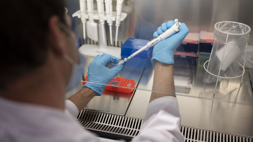 Labormitarbeiter bereitet SARS-CoV2-Proben zur Genomsequenzierung vor.