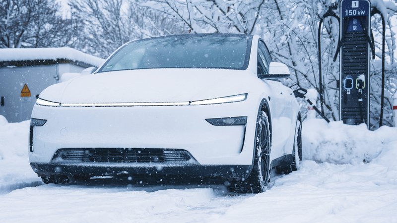 Elektroauto wird im Winter aufgeladen | Bild: picture alliance / imageBROKER | Manuel Kamuf Elektroauto wird im Winter aufgeladen