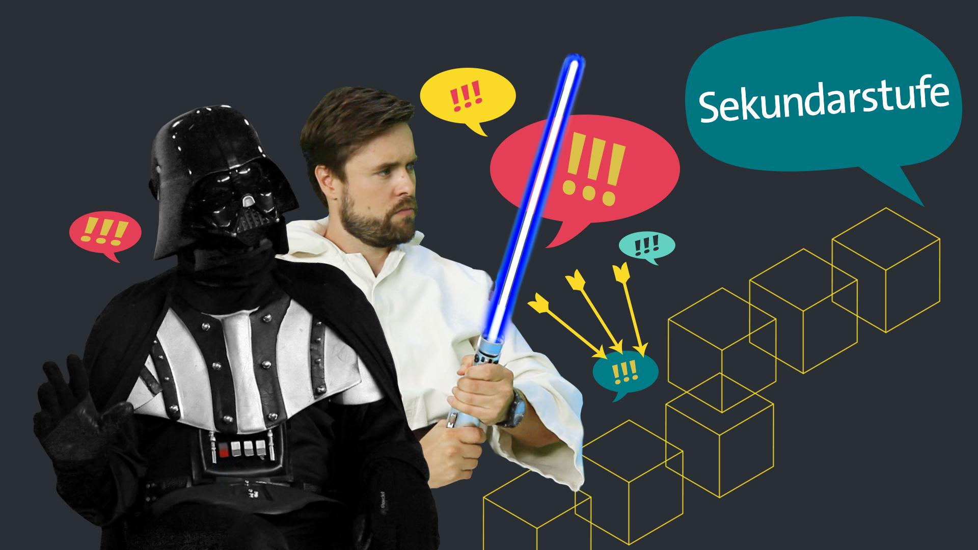 Darth Vader und Obi-Wan Kenobi mit Sprechblasen