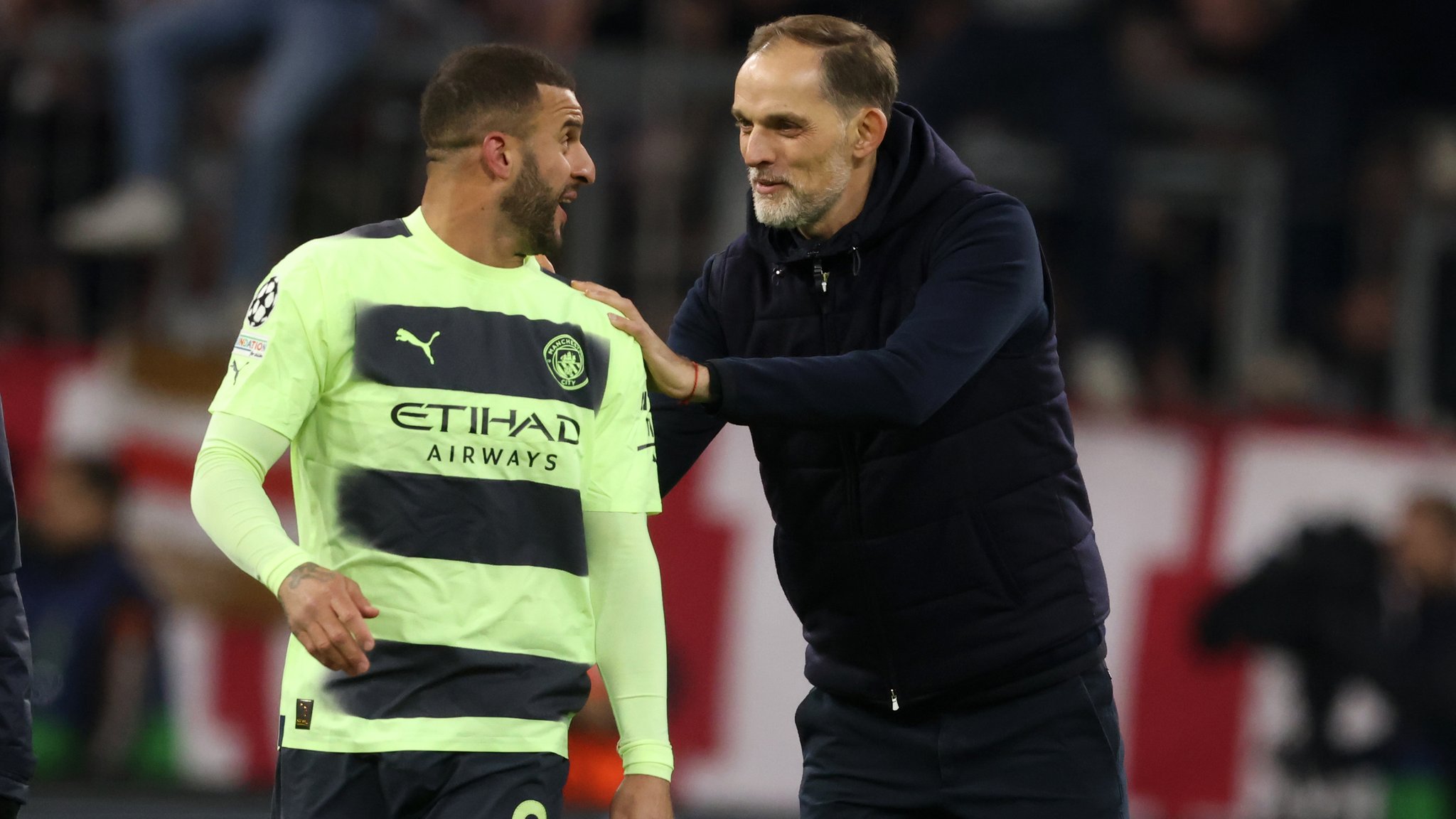 Thomas Tuchel (r.) und Kyle Walker