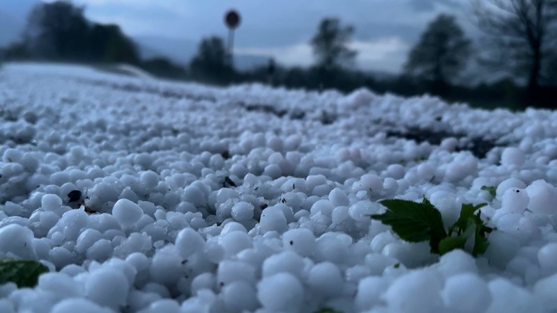 Hagelkörner in Ostbayern. | Bild: News5 Hagelkörner in Ostbayern.