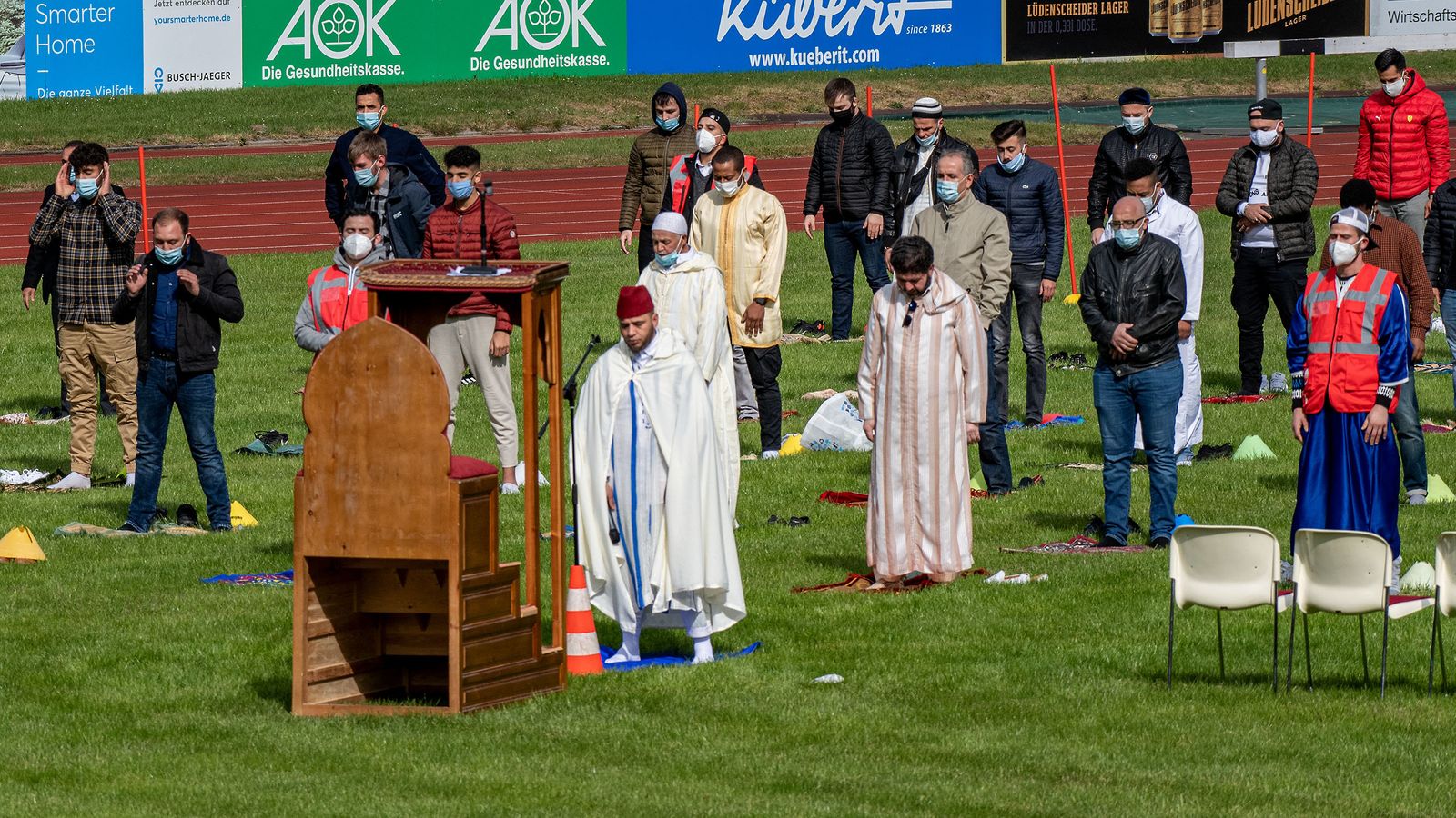 Ende Des Ramadan Muslime Feiern Fest Des Fastenbrechens