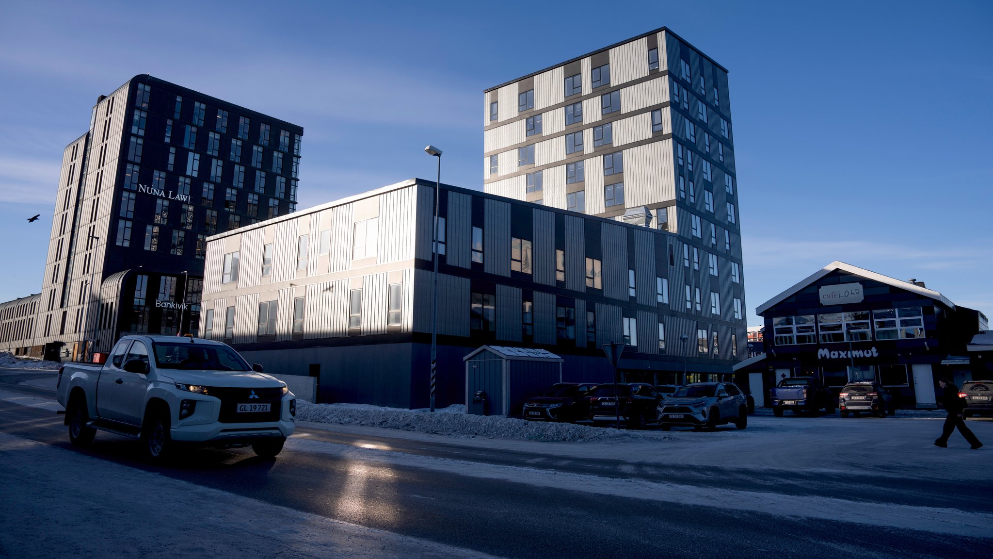 Gebäude in Nuuk, Grönland - ein Stockwerk haben die USA gemietet | Bild: picture alliance / Ritzau Scanpix | Bo Amstrup Gebäude in Nuuk, Grönland - ein Stockwerk haben die USA gemietet
