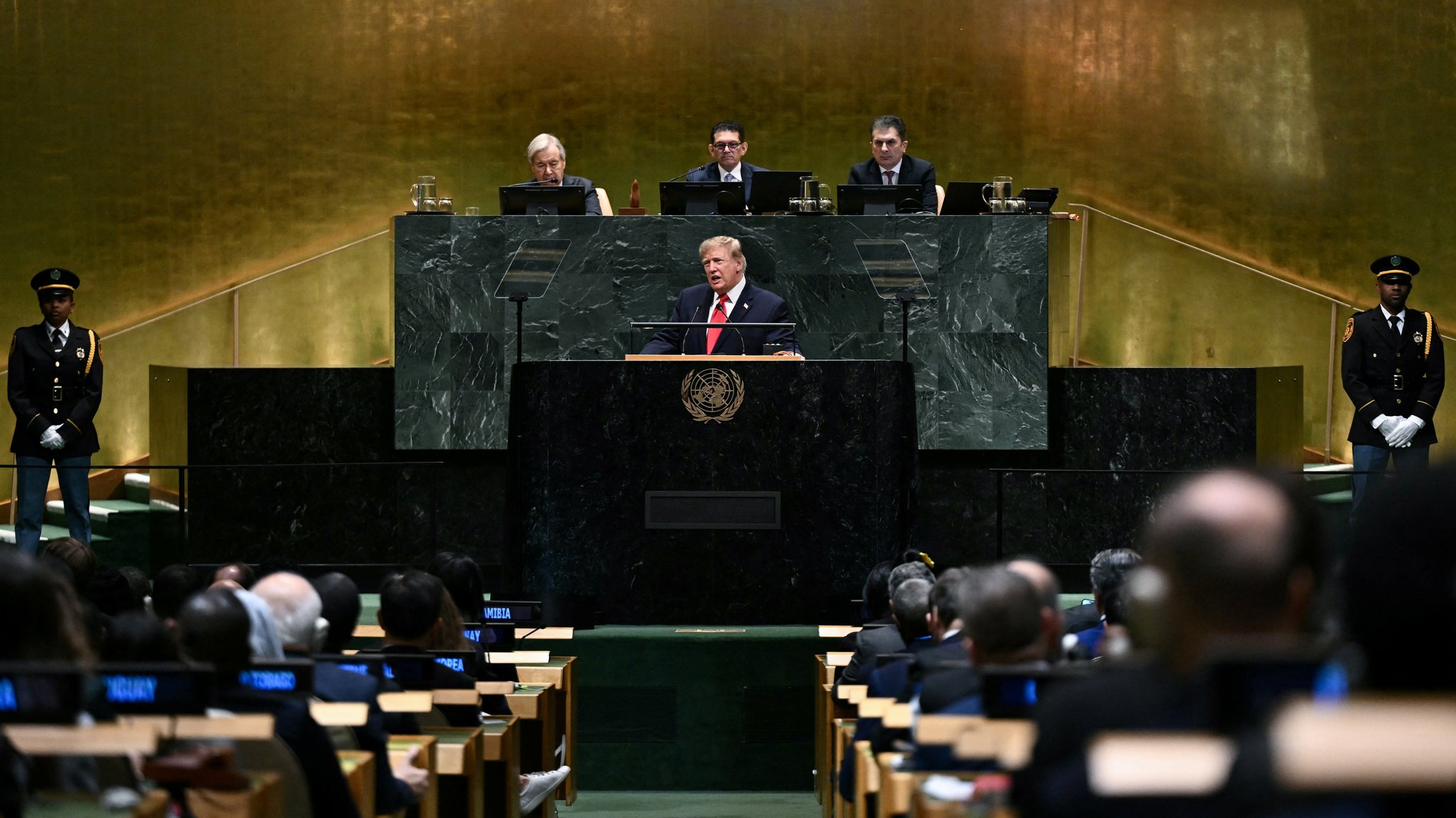 US-Präsident Trump vor der UN-Vollversammlung | Bild: BRENDAN SMIALOWSKI/Pool via REUTERS US-Präsident Trump vor der UN-Vollversammlung