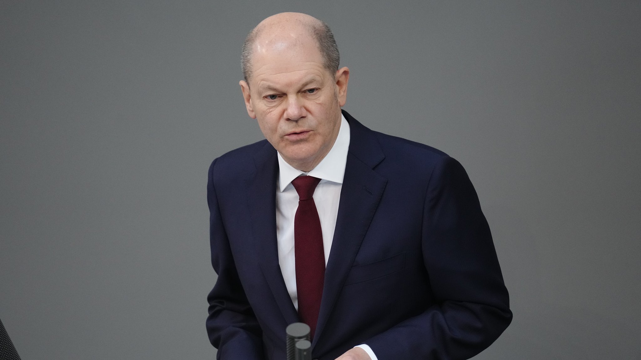 Olaf Scholz bei seiner Rede im Bundestag.