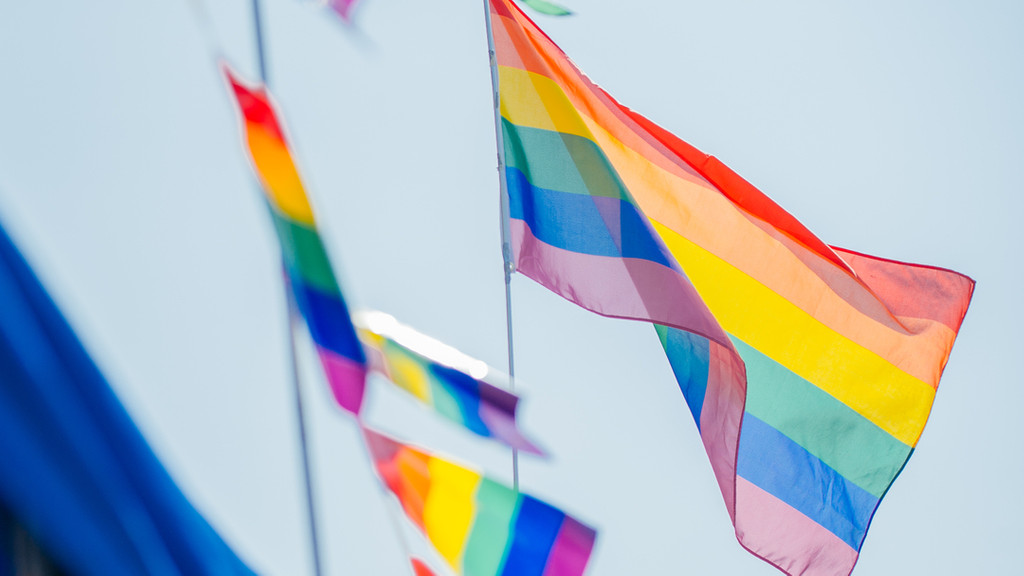 Die "Regenbogenflagge" ist die Flagge der LSBTI-Gemeinschaft.