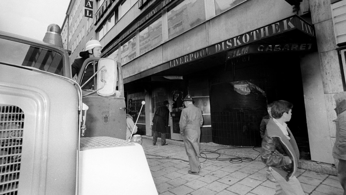 Die Diskothek "Liverpool"  in der Münchner Schillerstraße nach dem Anschlag 1984. 