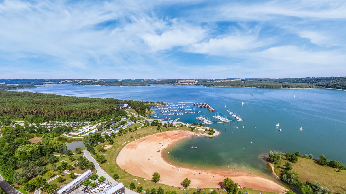 Der Brombachsee vom oben im Panoramablick