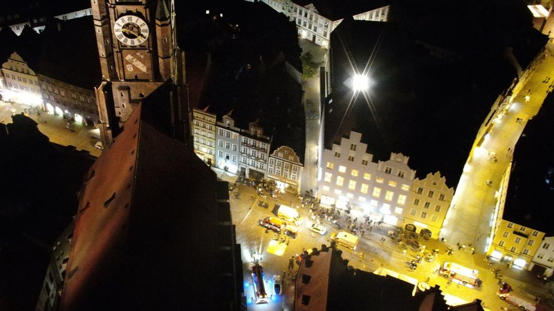 Blick von der Stiftsbasilika St. Martin in Landshut. | Bild: Freiwillige Feuerwehr Landshut Blick von der Stiftsbasilika St. Martin in Landshut.