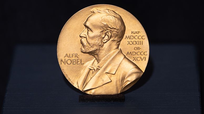 Die Literatur-Nobelpreis-Medaille, die dem deutschen Schriftsteller Grass im Jahr 1999 verliehen wurde | Bild:picture alliance/dpa | Daniel Reinhardt