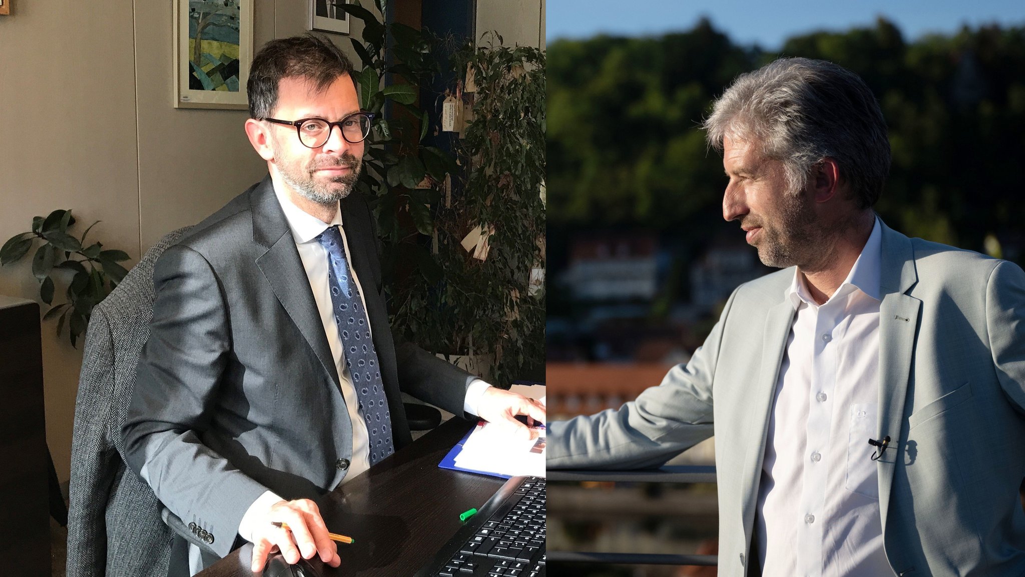 Miltenbergs Landrat Jens Marco Scherf und der Tübinger Oberbürgermeister Boris Palmer. | Bild: BR Miltenbergs Landrat Jens Marco Scherf und der Tübinger Oberbürgermeister Boris Palmer.