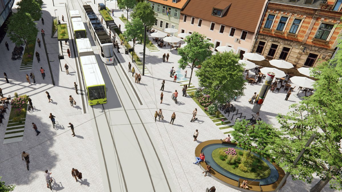 Visualisierung der neuen Fußgängerzone an der Haltestelle Arcaden in Erlangen