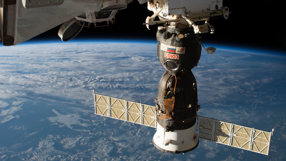 Sojus-Raumschiff MS-09, mit dem Alexander Gerst von der ISS zur Erde zurückfliegt