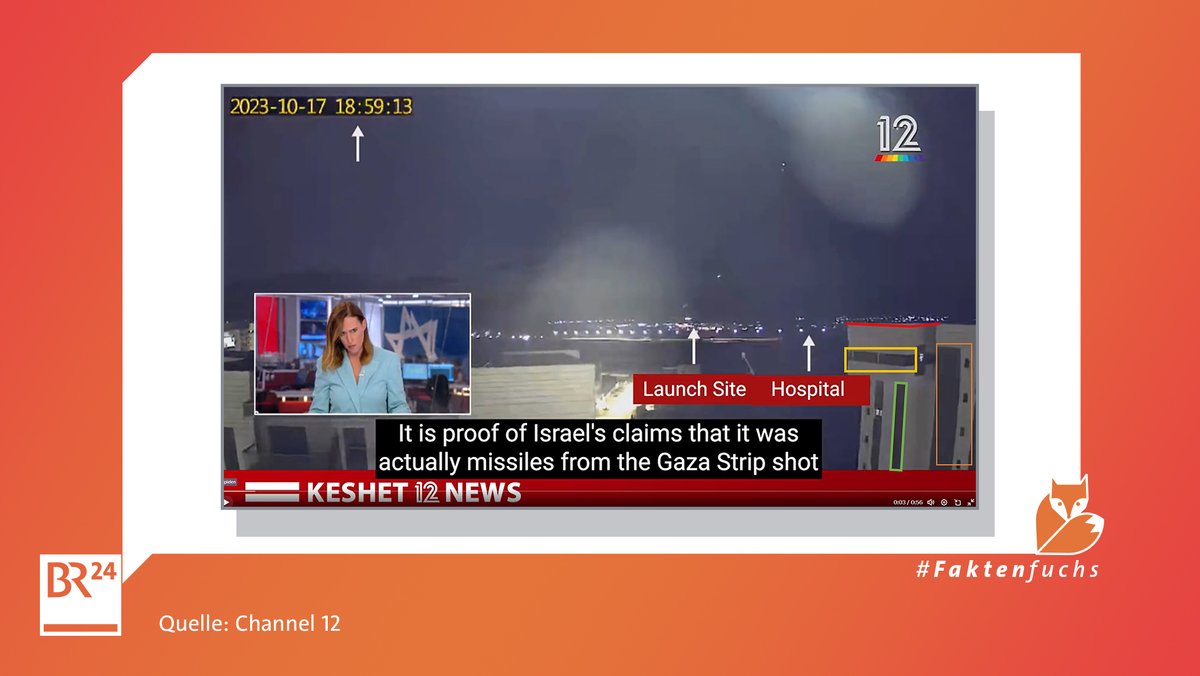 Eine Aufnahme des israelischen Fernsehsenders Channel 12. 