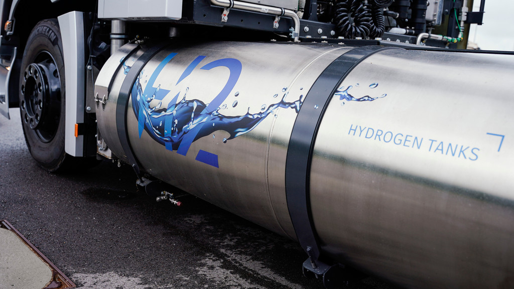 Ein großer Wasserstoff-Tank als Symbolbild für die Entwicklung der Brennstoffzelle.