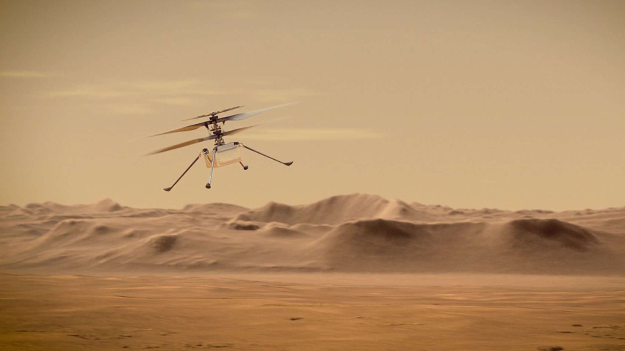 Ingenuity heute startklar für den ersten Flug über den Mars