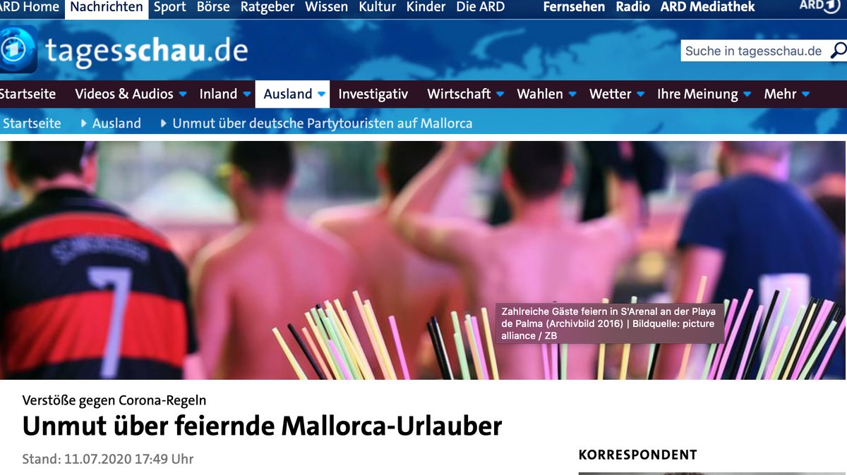 Screenshot von Tagesschau-Homepage