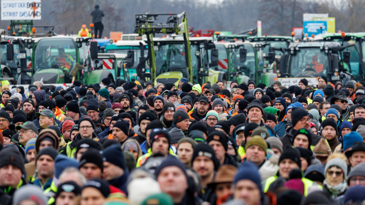 Bauern demonstrieren Mitte Januar 2024 in Nürnberg