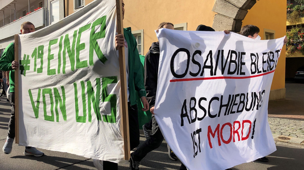 Demonstration in Würzburg im Oktober 2022 gegen die Abschiebung von "Kelvin"