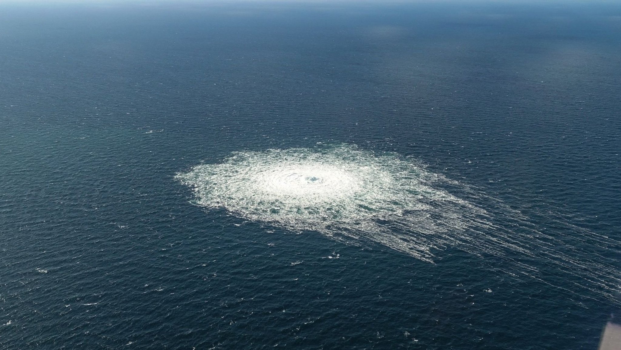 Gasleck in der Ostsee, fotografiert von einem dänischen Flugzeug