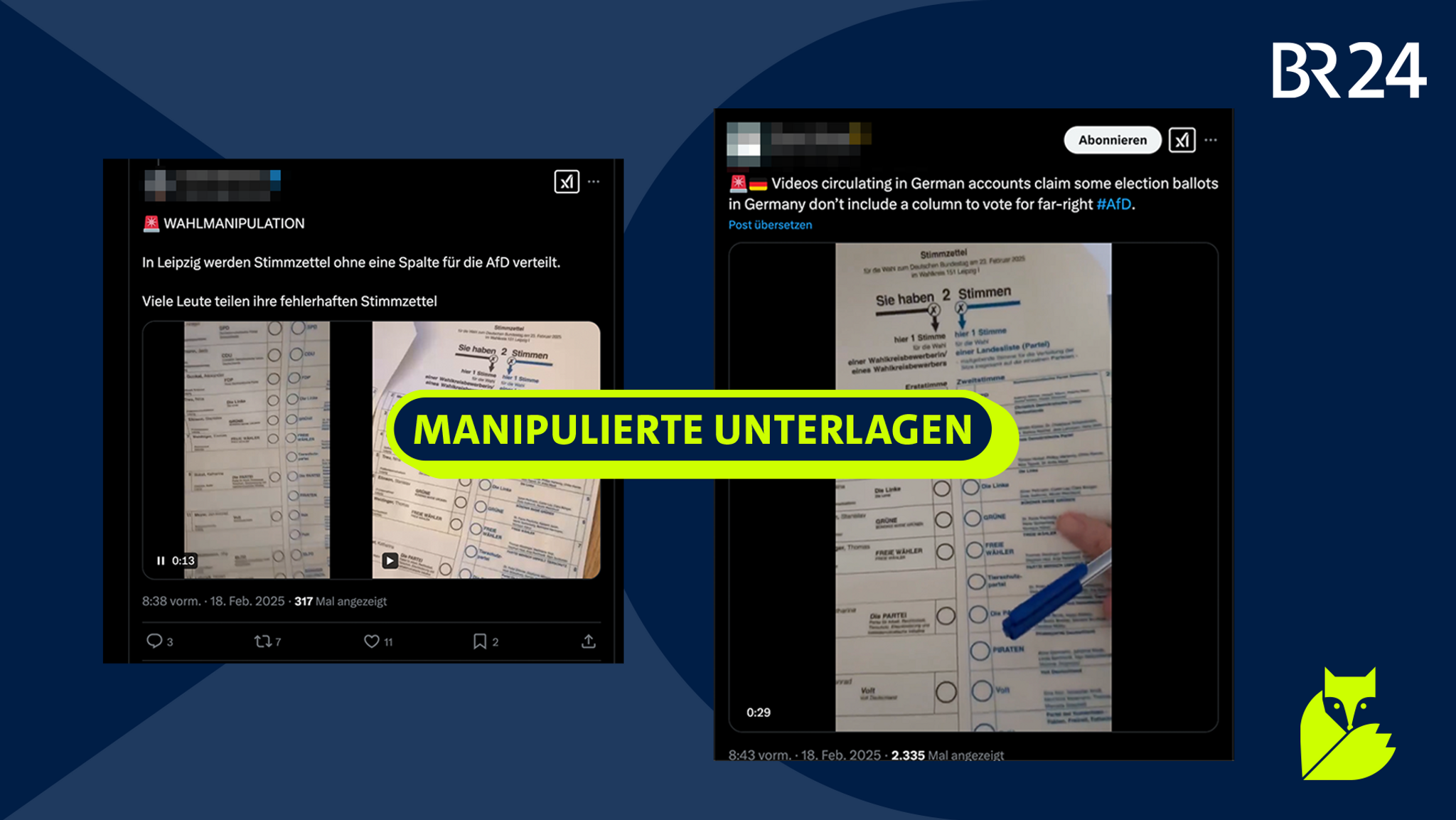 Screenshots von den Videos mit den manipulierten Wahlunterlagen.