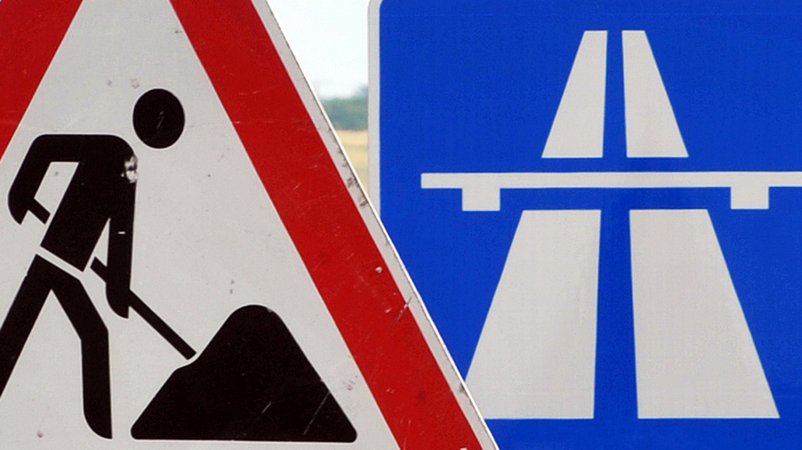 Ein Baustellen- und Autobahnschild (Symbolbild) | Bild: dpa-Bildfunk Ein Baustellen- und Autobahnschild (Symbolbild)