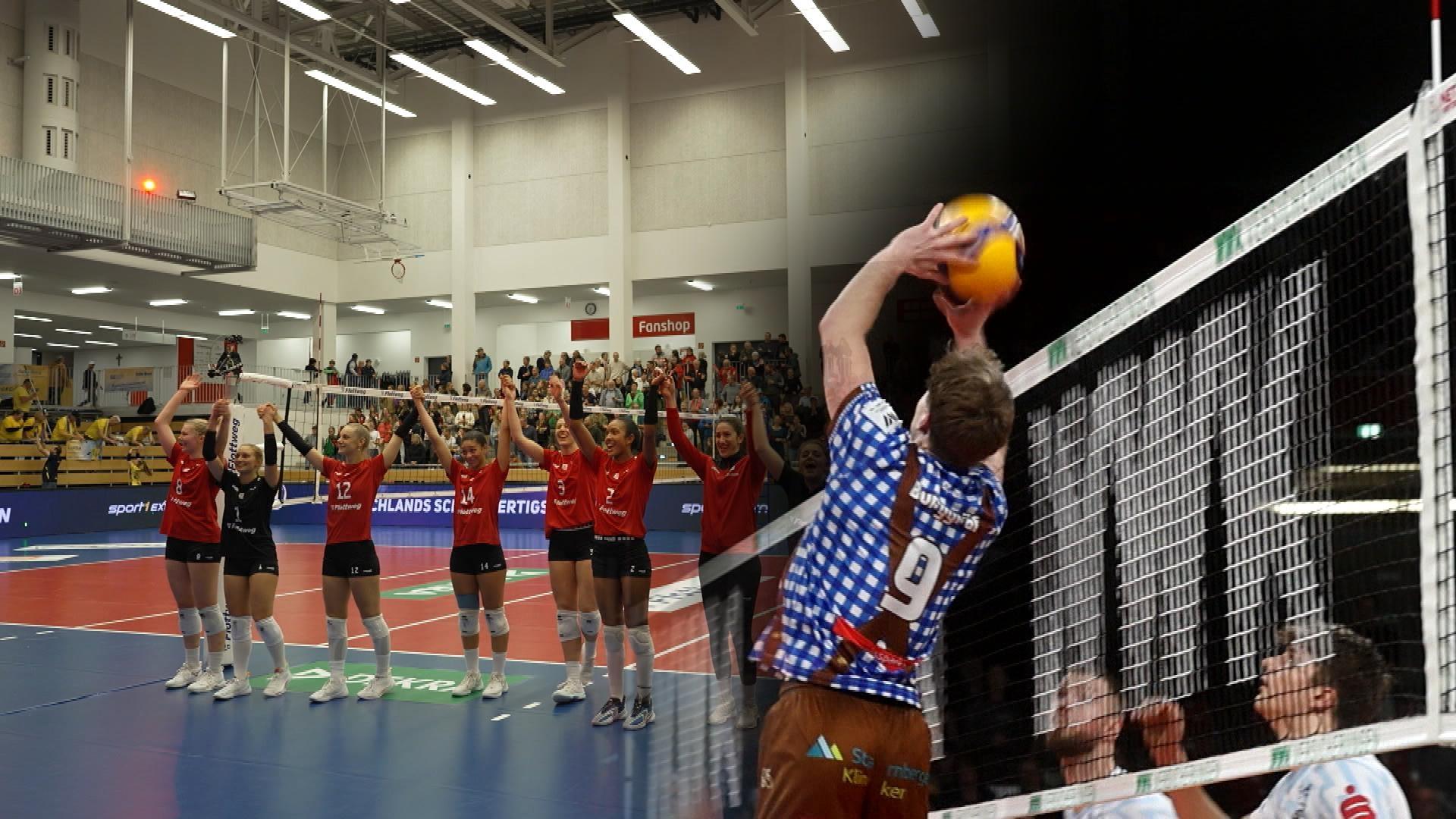 Die Roten Raben Vilsbiburg und die Volleys Herrsching.