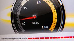 Tacho der Mbit/s misst und im niedrigen Bereich steht  | Bild:picture alliance / Andrea Warnecke